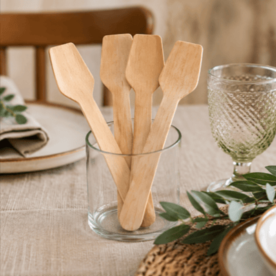 Wooden Scoop 95 mm | Travel-Friendly Disposable Cutlery – Cutlery on Brown Living™. SKU: ORKO-16-WSC. Img 1.