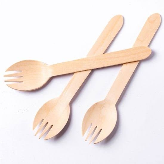 Wooden Spork | Eco - Friendly Sugarcane Spork | Pack of 10,000 – Cutlery on Brown Living™. SKU: CLEC-58. Img 1.