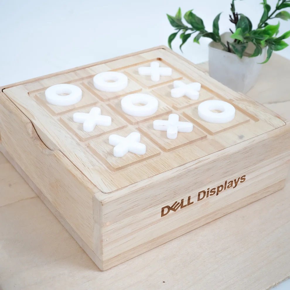 Wooden Tic - Tac - Toe & Brainvita Board Game – Classic 2 - in - 1 – Learning & Educational Toys on Brown Living™. SKU: marbletictactoe. Img 4.