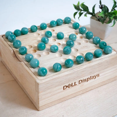 Wooden Tic - Tac - Toe & Brainvita Board Game – Classic 2 - in - 1 – Learning & Educational Toys on Brown Living™. SKU: marbletictactoe. Img 2.