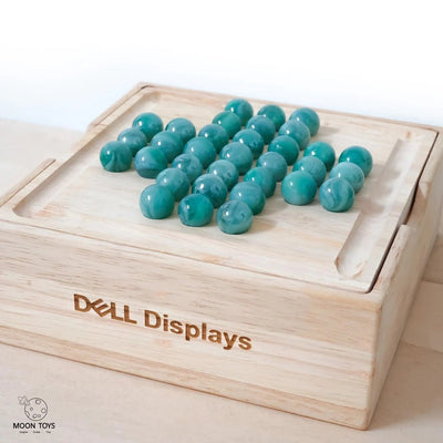 Wooden Tic - Tac - Toe & Brainvita Board Game – Classic 2 - in - 1 – Learning & Educational Toys on Brown Living™. SKU: marbletictactoe. Img 1.