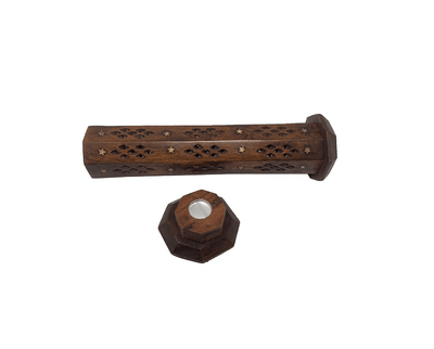 Wooden Tower Incense Holder Hexagonal Shape | Covered Agarbatti Stand – Home Decor on Brown Living™. SKU: KHIHHS-01. Img 2.