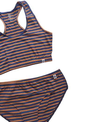 Woodland Racerback Cotton Co - ord Lingerie Set – Womens Accessories on Brown Living™. SKU: Co-OrdChocoBrwnStrp-XS. Img 6.