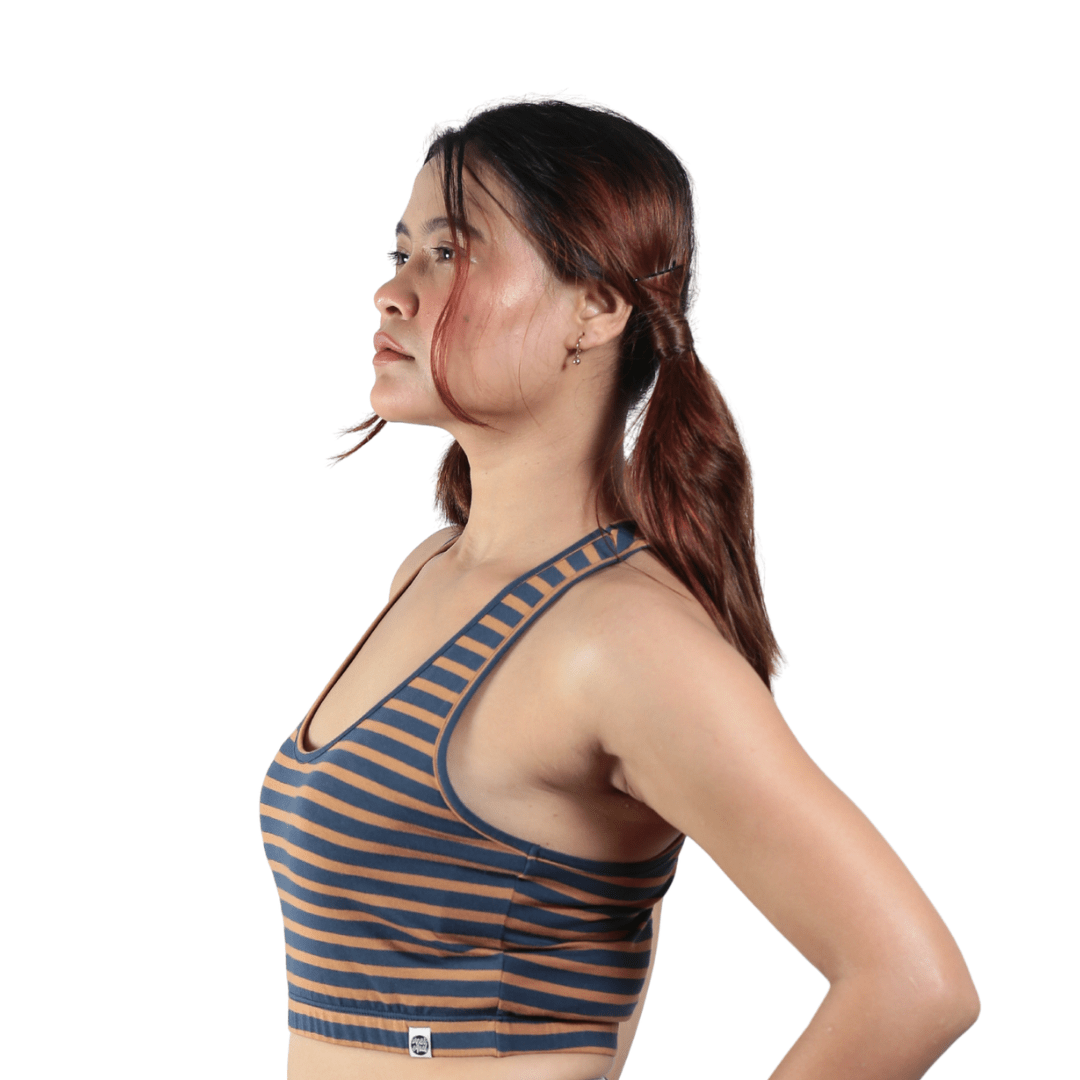 Woodland Racerback Cotton Co-ord Lingerie Set – Womens Underwear on Brown Living™. SKU: Co-OrdChocoBrwnStrp-XS. Img 9.