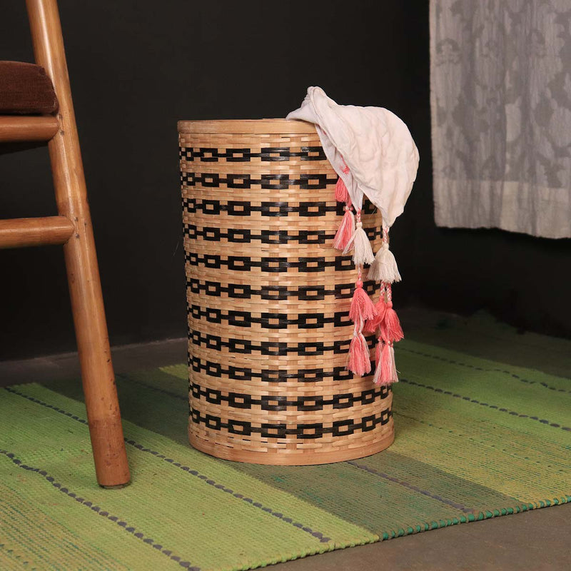 Zebra Weaving Paper Bin | Multipurpose Bamboo Bin