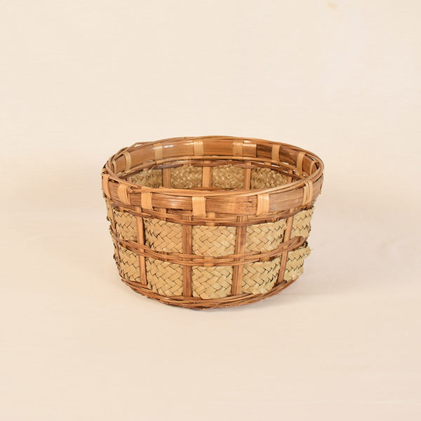 Bamboo & Date Palm Weave Bread Basket 14 Cm Height