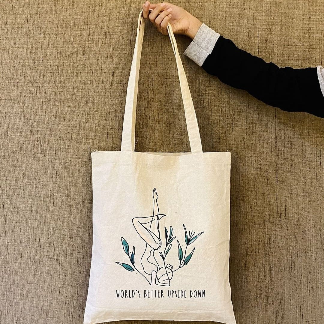 World's better upside down - 100% Cotton Canvas Tote Bag | Verified Sustainable by Brown Living™