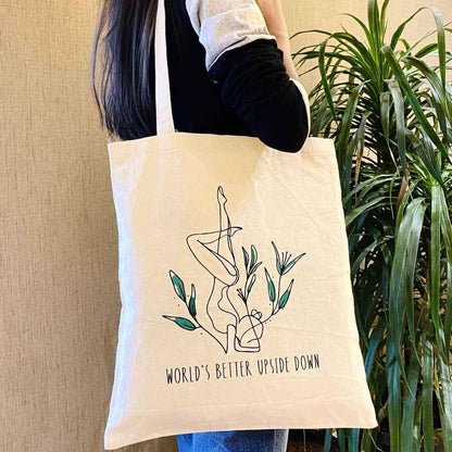 World's better upside down - 100% Cotton Canvas Tote Bag | Verified Sustainable by Brown Living™