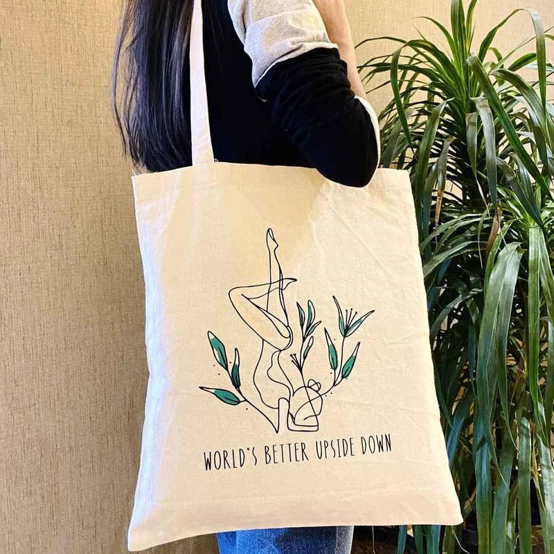 World's better upside down - 100% Cotton Canvas Tote Bag | Verified Sustainable Tote Bag on Brown Living™