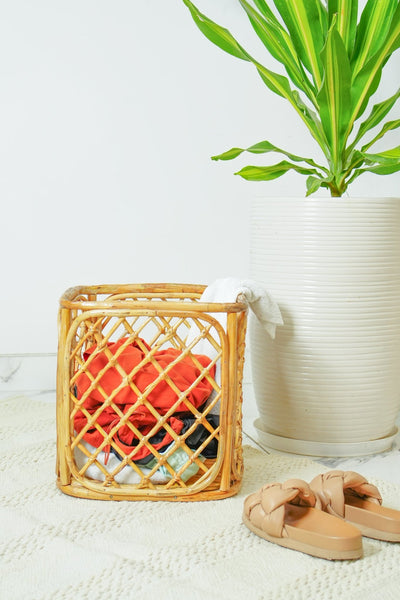 Woven Rattan Laundry Basket | Handmade, Eco - Friendly & Durable Storage – Laundry Baskets on Brown Living™. SKU: SYMBA003. Img 1.