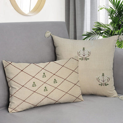 Xewali Cushion Cover | Hand - Embroidered Cotton Decorative Cushion – Covers & Inserts on Brown Living™. SKU: UD00000201 - n. Img 2.