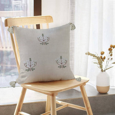 Xewali Cushion Cover | Hand - Embroidered Cotton Decorative Cushion – Covers & Inserts on Brown Living™. SKU: UD00000201 - n. Img 1.