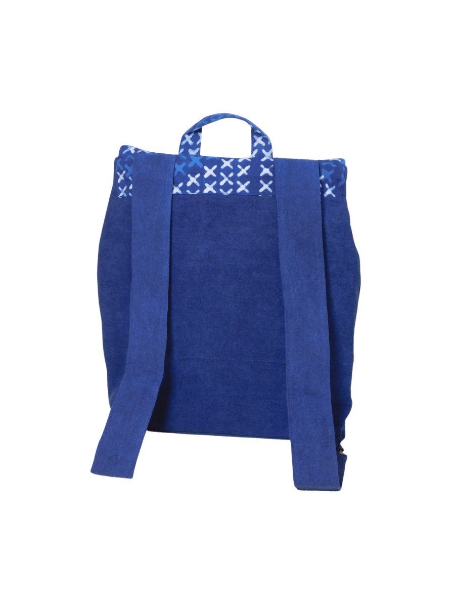 XO Indigo Backpack – Eco - Friendly Handcrafted Cotton Bag – Bags by Edalla available on Brown Living™. . SKU: XO3. Img 3.