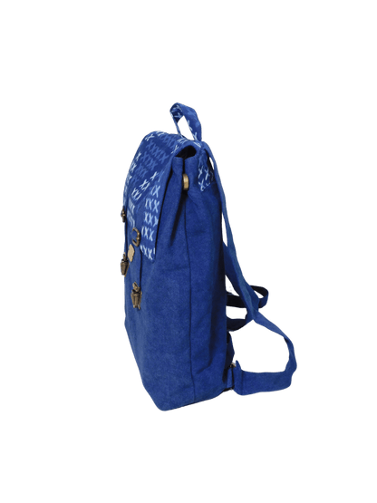XO Indigo Backpack – Eco - Friendly Handcrafted Cotton Bag – Bags by Edalla available on Brown Living™. . SKU: XO3. Img 4.