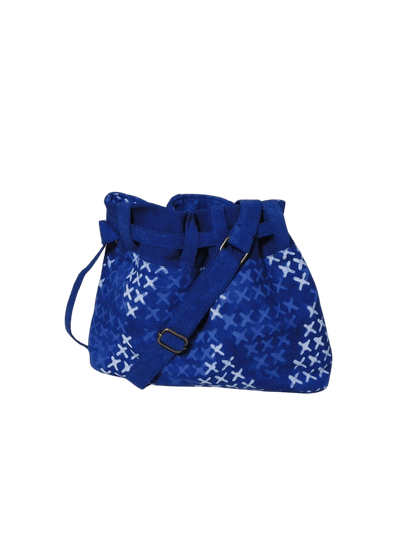 XO Indigo Bucket Bag – Eco - Friendly Handcrafted Cotton Bag – Bags by Edalla available on Brown Living™. . SKU: XO2. Img 4.