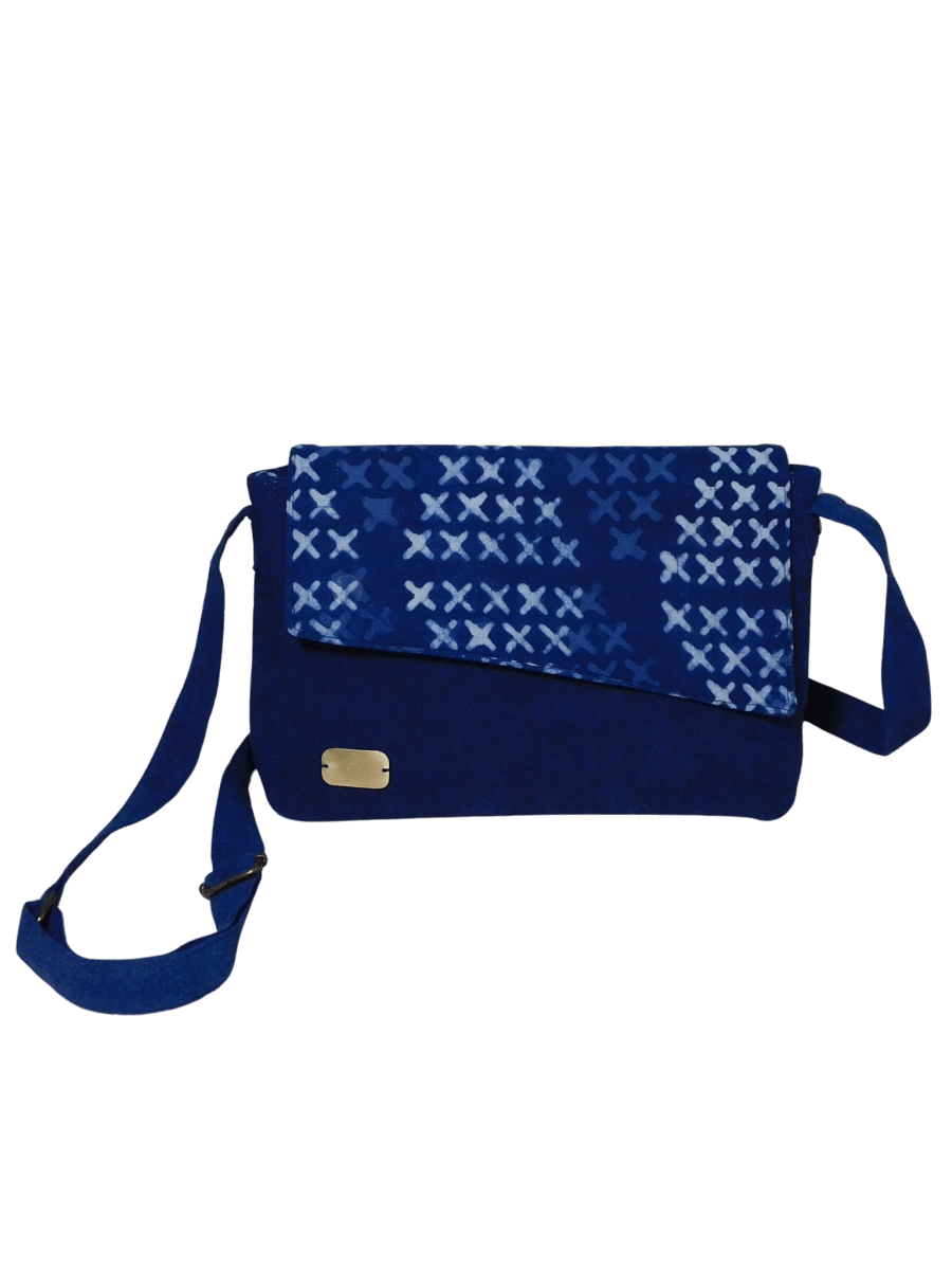 XO Indigo Sling – Eco - Friendly Handcrafted Cotton Bag – Bags by Edalla available on Brown Living™. . SKU: XO1. Img 3.