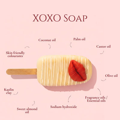 XOXO Soap | Love Themed Handmade Glycerin Soap Bar | Natural Bath Bar – Body Soap on Brown Living™. SKU: SS-15. Img 3.