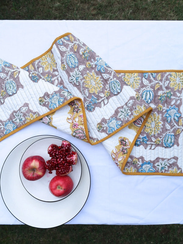 Yellow & Brown Reversible Organic Cotton Table Runner | Verified Sustainable Table Linens on Brown Living™
