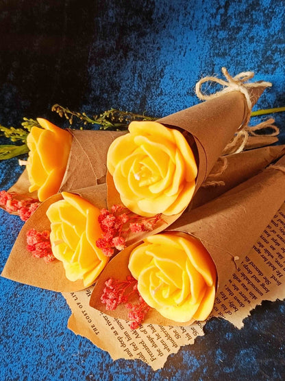 Yellow Rose Soywax Candle Flower Bouquet (Sweet Patchouli) | Verified Sustainable by Brown Living™