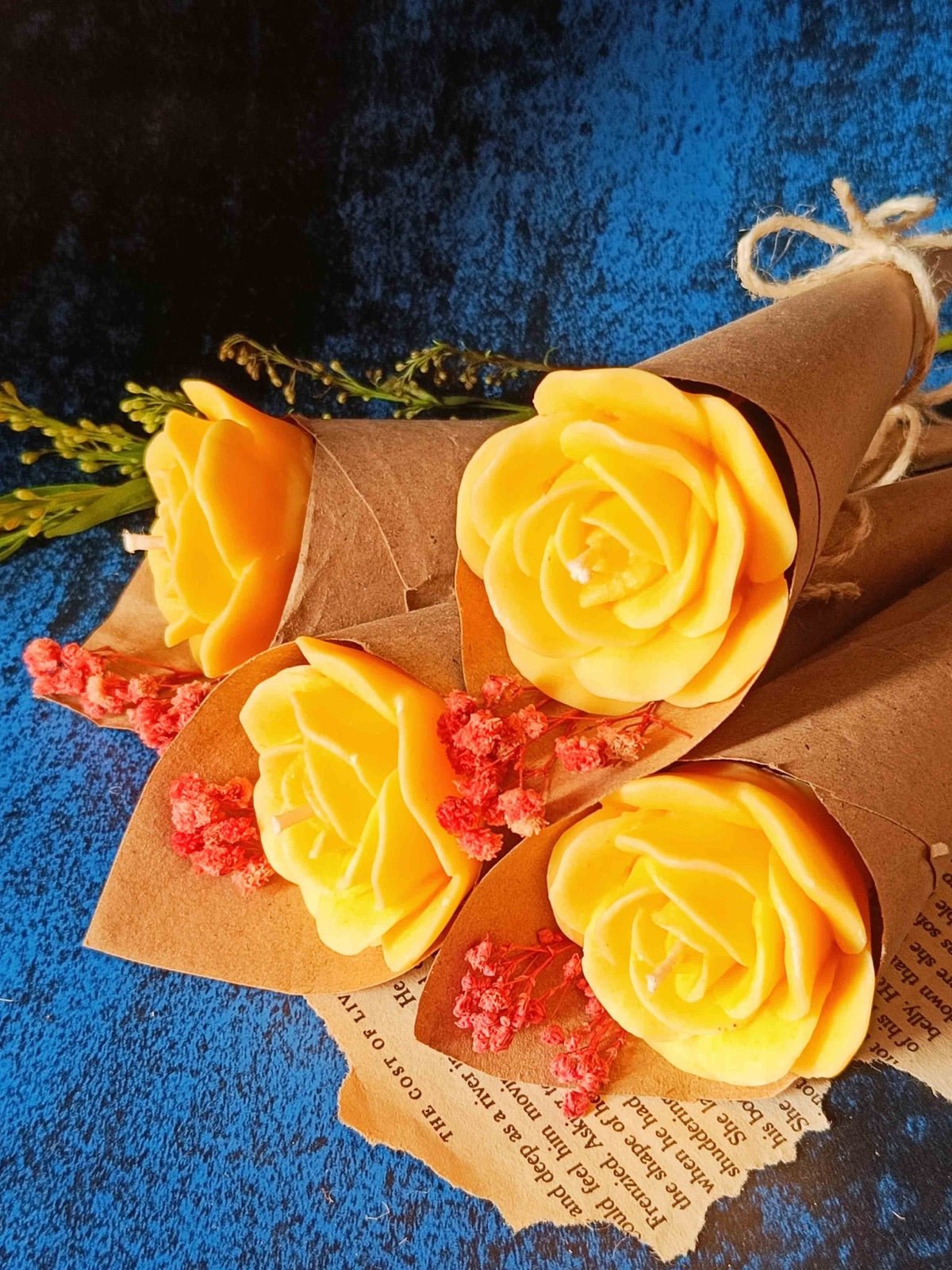 Yellow Rose Soywax Candle Flower Bouquet (Sweet Patchouli) | Verified Sustainable by Brown Living™