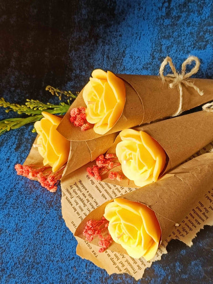 Yellow Rose Soywax Candle Flower Bouquet (Sweet Patchouli) | Verified Sustainable by Brown Living™