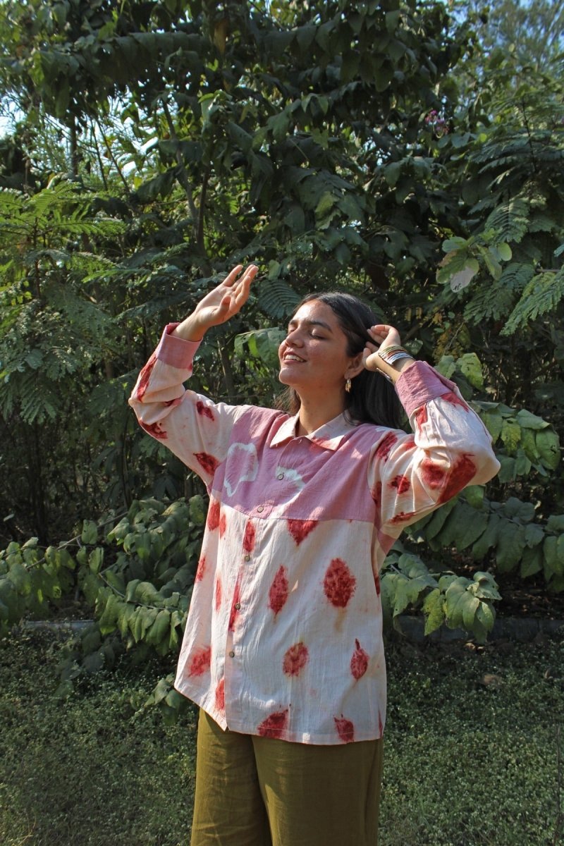 Yugen Handwoven Organic Cotton Unisex Shirt - Pink Red | Verified Sustainable by Brown Living™