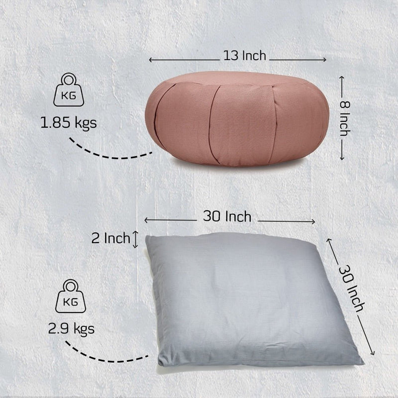 Zabuton Cushion for Meditation & Zafu filled with Cotton - Cushion Grey | Verified Sustainable Yoga Pillow on Brown Living™