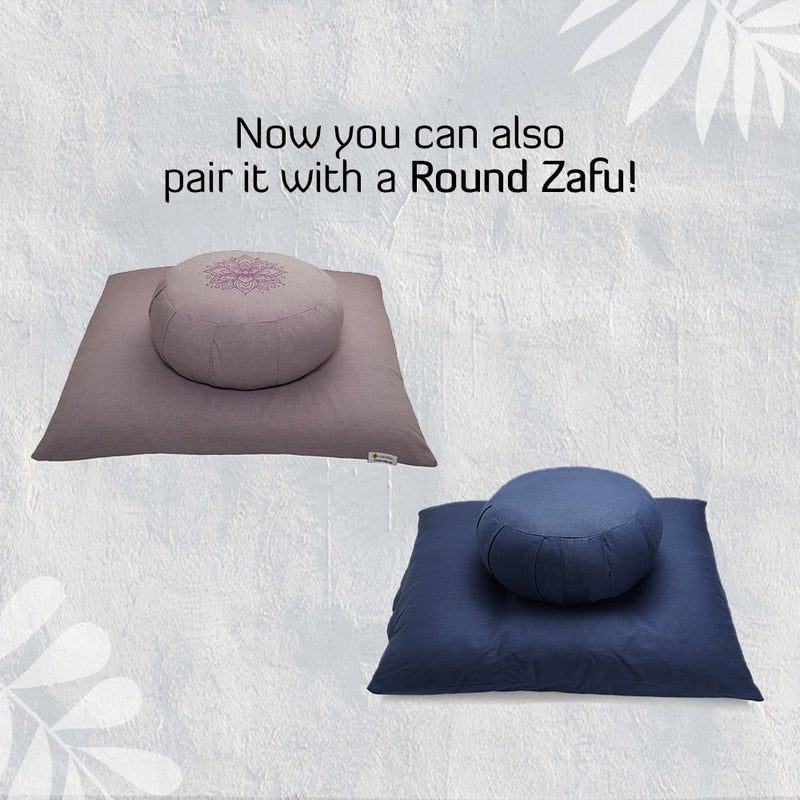 Zafu - Zabuton Meditation & Zen Cushion Combo - Misty Blue | Verified Sustainable Yoga Pillow on Brown Living™