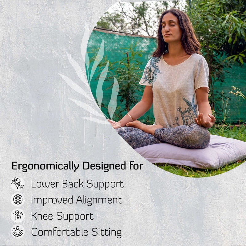 Zafu - Zabuton Meditation & Zen Cushion Combo - Misty Blue | Verified Sustainable Yoga Pillow on Brown Living™