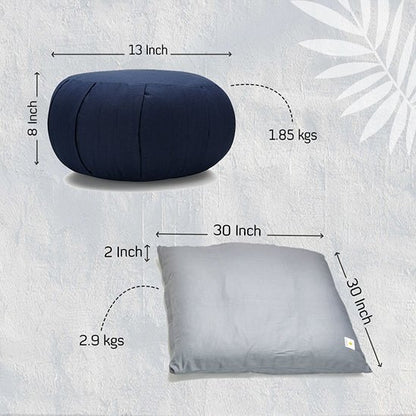 Zafu - Zabuton Meditation & Zen Cushion Combo - Navy Blue | Verified Sustainable by Brown Living™