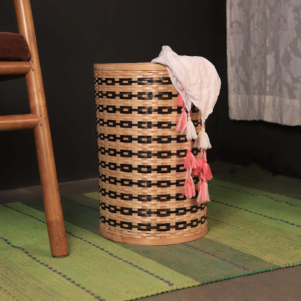 Zebra Weaving Paper Bin | Multipurpose Bamboo Bin | Verified Sustainable Pots & Planters on Brown Living™