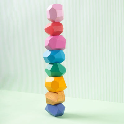 Zen Blocks For Kids | Balancing Wooden Stones Toy – Wooden Toys on Brown Living™. SKU: JNJ0005. Img 1.