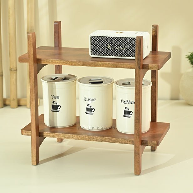 Zen Kitchen Organizer - Handcrafted Wooden Spice Rack with Two Slab Design | Verified Sustainable by Brown Living™