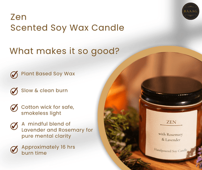 Zen Scented Soy Wax Candle – Relaxing Aromatherapy – Candles & Fragrances on Brown Living™. SKU: BGSC000006. Img 2.