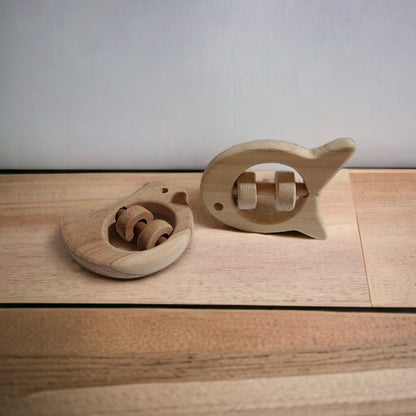 Zero - Chemical Natural Neem Wooden Rattles – Dove & Fish Shapes – Baby Rattles on Brown Living™. SKU: R_DV-FSH. Img 5.