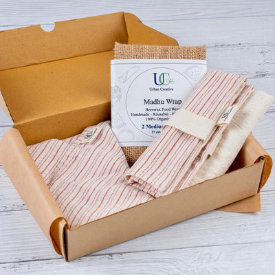 Zero Waste Bento Bag Kit ( Bento Bag+Cutlery Wrap+Beeswax Wrap+Napkin) – Gift Giving on Brown Living™. SKU: UC_ZeroWL - Red. Img 5.