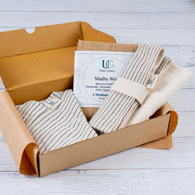 Zero Waste Bento Bag Kit ( Bento Bag+Cutlery Wrap+Beeswax Wrap+Napkin) – Gift Giving on Brown Living™. SKU: ZeroWL - Black. Img 2.