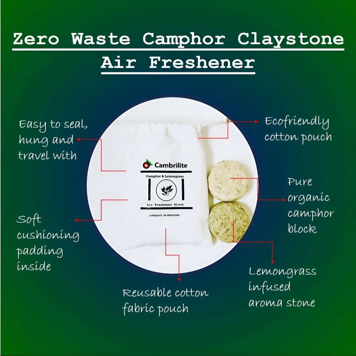 Zero - Waste Camphor Claystone Air Freshener Combo Pack – Fragrance Diffusers by Sprucegel available on Brown Living™. Amazing Santal . SKU: ZWCCAFPSANTAL1. Img 9.