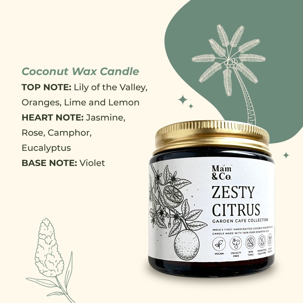 Zesty Citrus - 100% Coconut Wax Botanical Candle | Verified Sustainable by Brown Living™