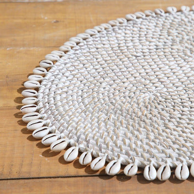 Zibo Oval Shell Placemat – Natural Rattan, Eco - Friendly Dining Decor – Home Decor on Brown Living™. SKU: Ziboovalshellplacematnatural. Img 3.