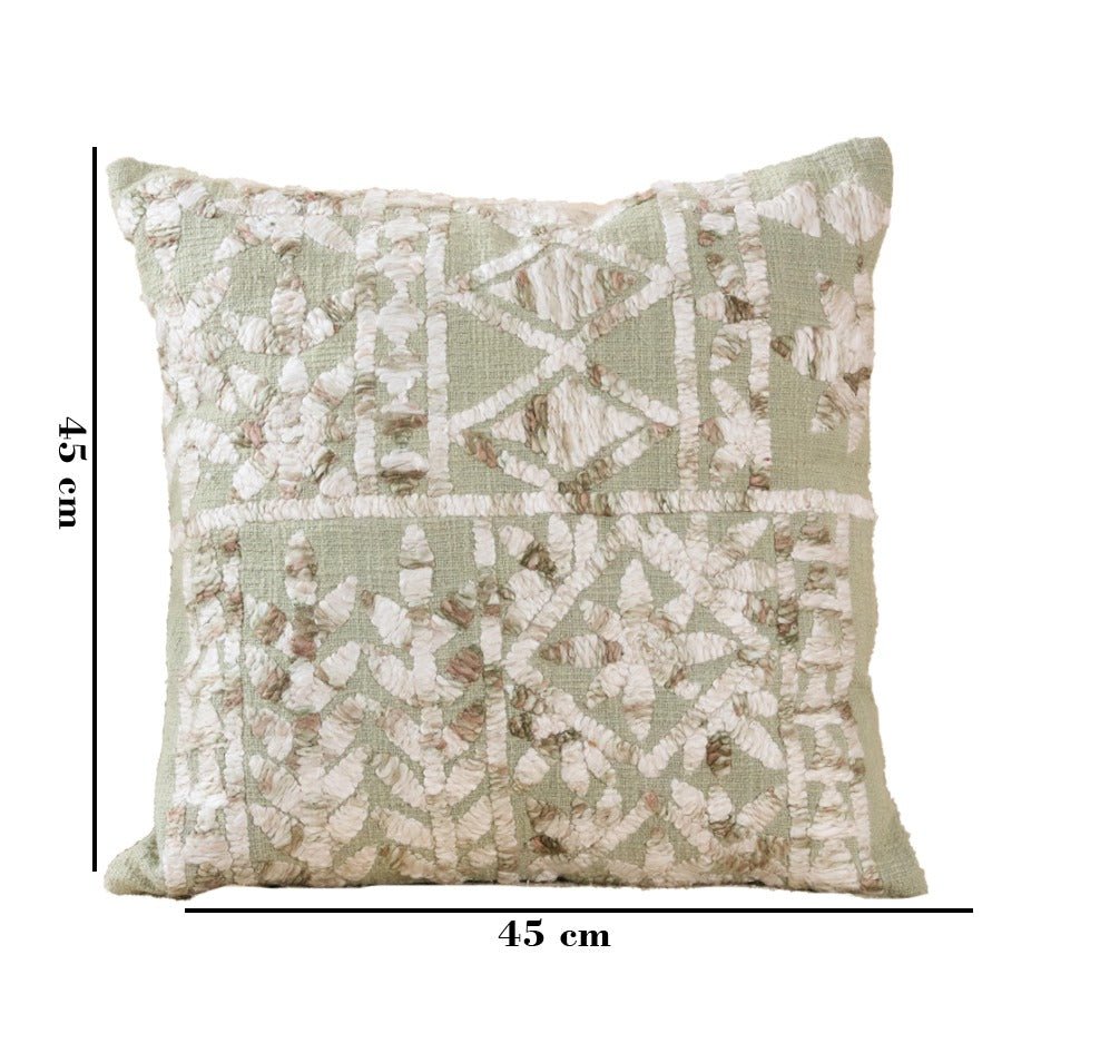 Zigzag Wave Cotton Slub Cushion | Textured Decorative Accent Cushion – Pillow on Brown Living™. SKU: TEE-25714. Img 2.