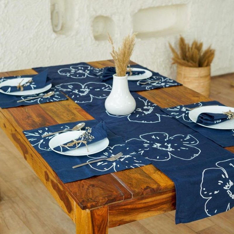 Buy 100% Hemp Placemats | Floral printed by hand | Set of 2,4 & 6 | Shop Verified Sustainable Products on Brown Living