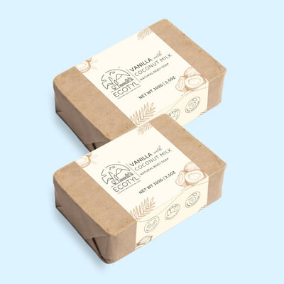100% Natural Coconut Milk Soap with Vanilla Set of 2 – Body Soap on Brown Living™. SKU: ECOTYL00019. Img 1.