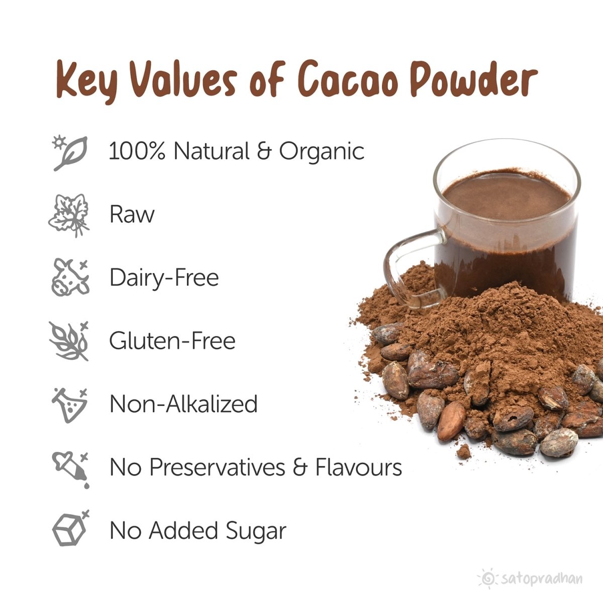 100% Organic Cacao Powder Unsweetened & Non Alkalized | Verified Sustainable by Brown Living™