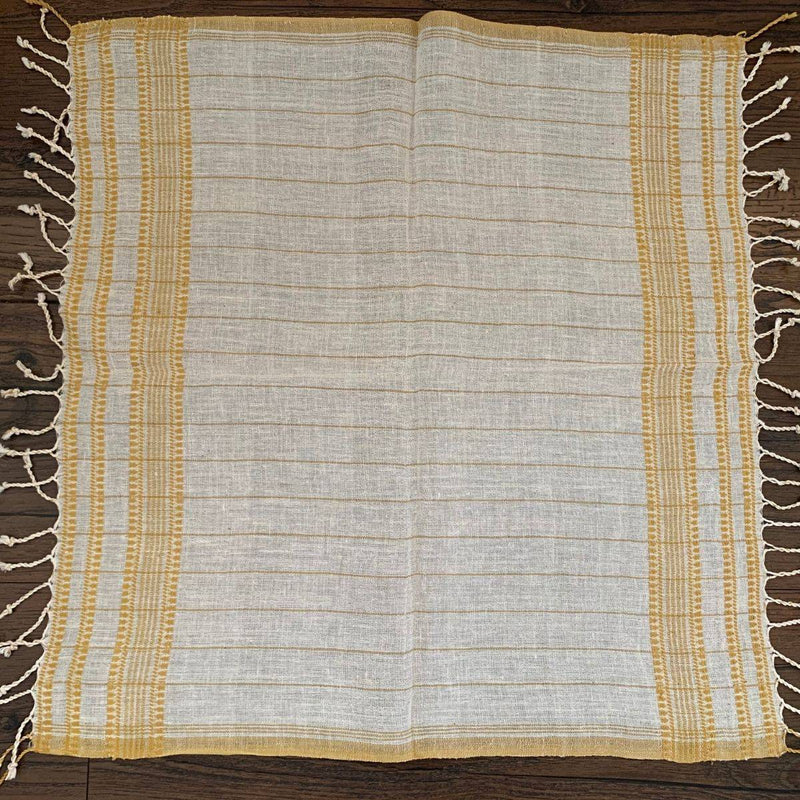 Buy 100% Organic Cotton Handcrafted Napkins| Set of 2| Ochre & White | Shop Verified Sustainable Products on Brown Living