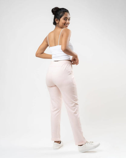 100% Organic Cotton Pink Regular Fit Athleisure Pant for Women | Verified Sustainable by Brown Living™