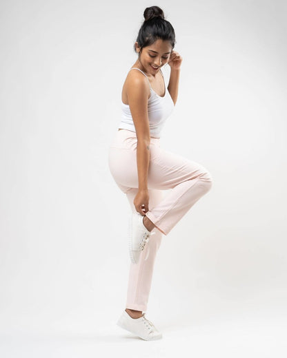 100% Organic Cotton Pink Regular Fit Athleisure Pant for Women | Verified Sustainable by Brown Living™