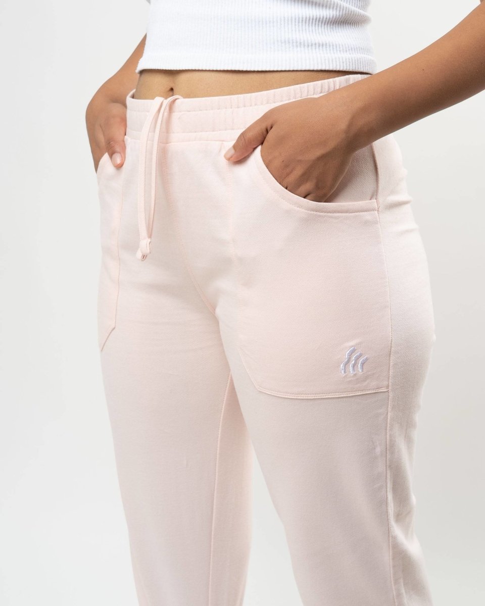 100% Organic Cotton Pink Regular Fit Athleisure Pant for Women | Verified Sustainable by Brown Living™