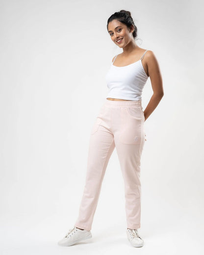 100% Organic Cotton Pink Regular Fit Athleisure Pant for Women | Verified Sustainable by Brown Living™