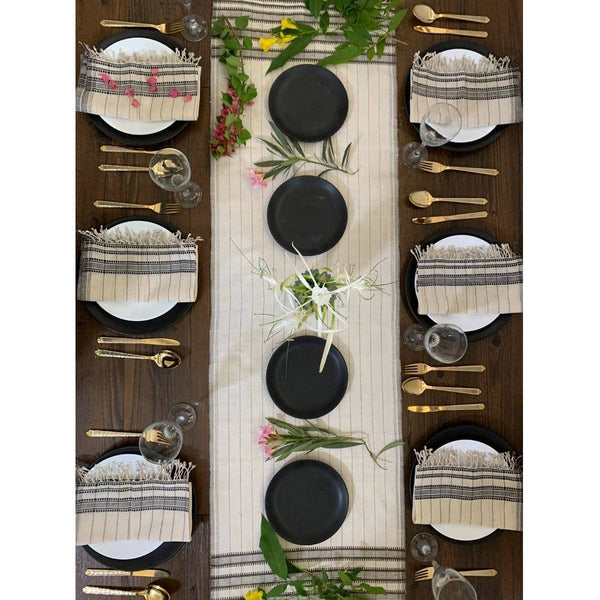Buy 100% Organic Handcrafted Table Runner - Black and White | Shop Verified Sustainable Products on Brown Living
